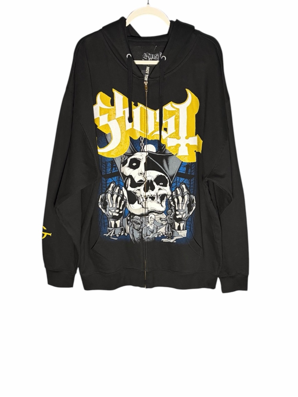 Hot Topic Men's Ghost Split Papa Emeritus Zip Hoodie Black NWT